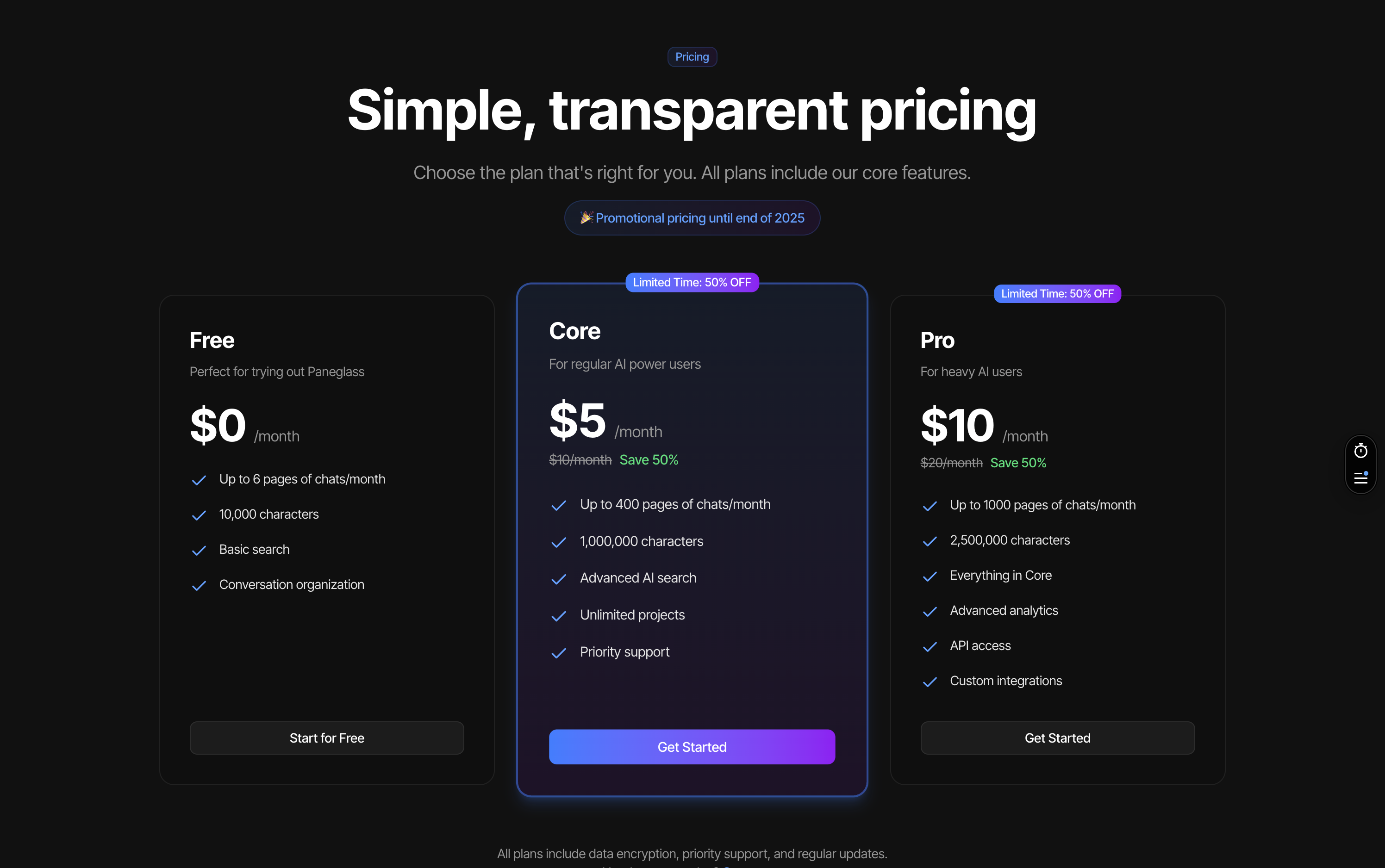 Pricing plans